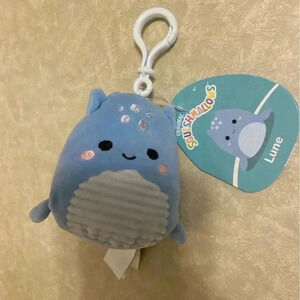 NWT Squishmallow Lune the Lochness Backpack‎ Clip Charm 3"